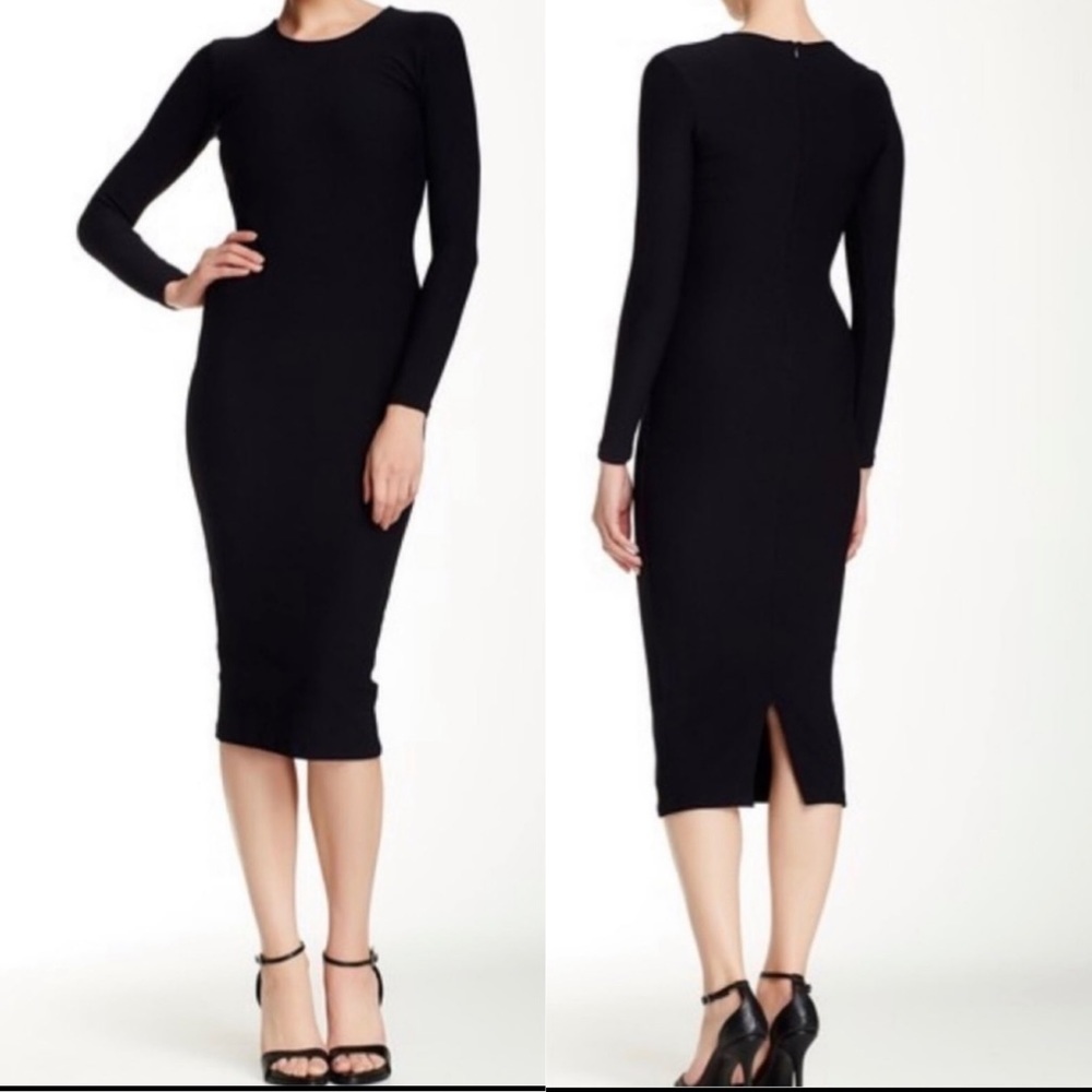 Nadia Tarr Blue Bodycon Midi Dress Sz L